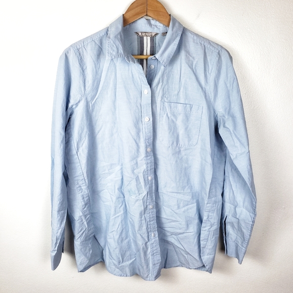 Athleta Tops - ATHLETA Blue Casual Button Down Collared Shirt Med
